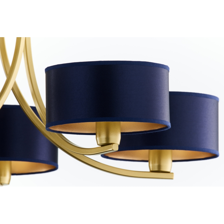 Jupiter 2094 - Lámpara colgante con cadena ARTHUR 5xE27/15W/230V azul/dorado