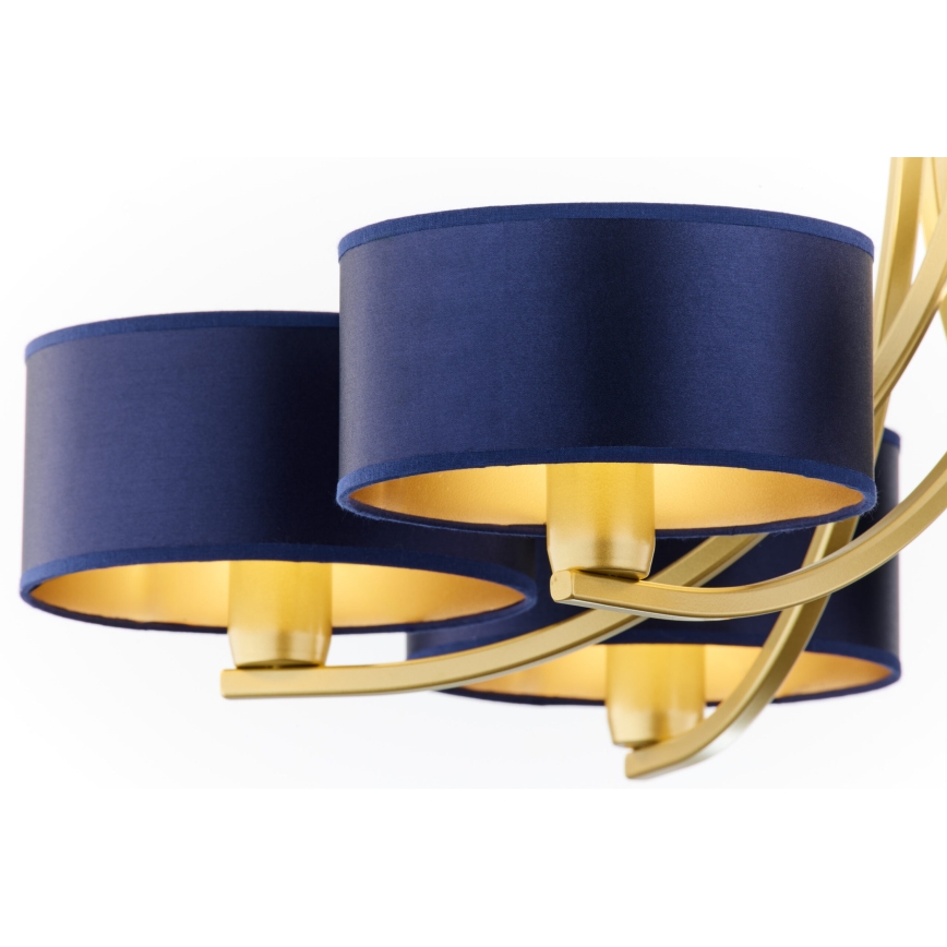 Jupiter 2095 - Lámpara colgante con cadena ARTHUR 6xE27/15W/230V azul/dorado