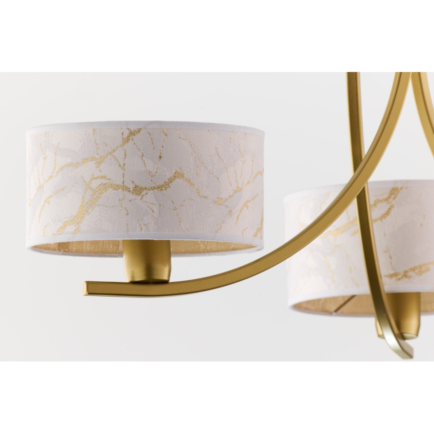 Jupiter 2096 - Lámpara colgante con cadena ARTHUR 3xE27/15W/230V blanca/dorada con decoración de mármol