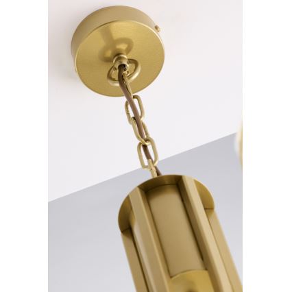 Jupiter 2096 - Lámpara colgante con cadena ARTHUR 3xE27/15W/230V blanca/dorada con decoración de mármol