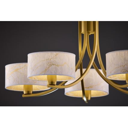 Jupiter 2097 - Lámpara colgante con cadena ARTHUR 5xE27/15W/230V blanca/dorada/decoración efecto mármol