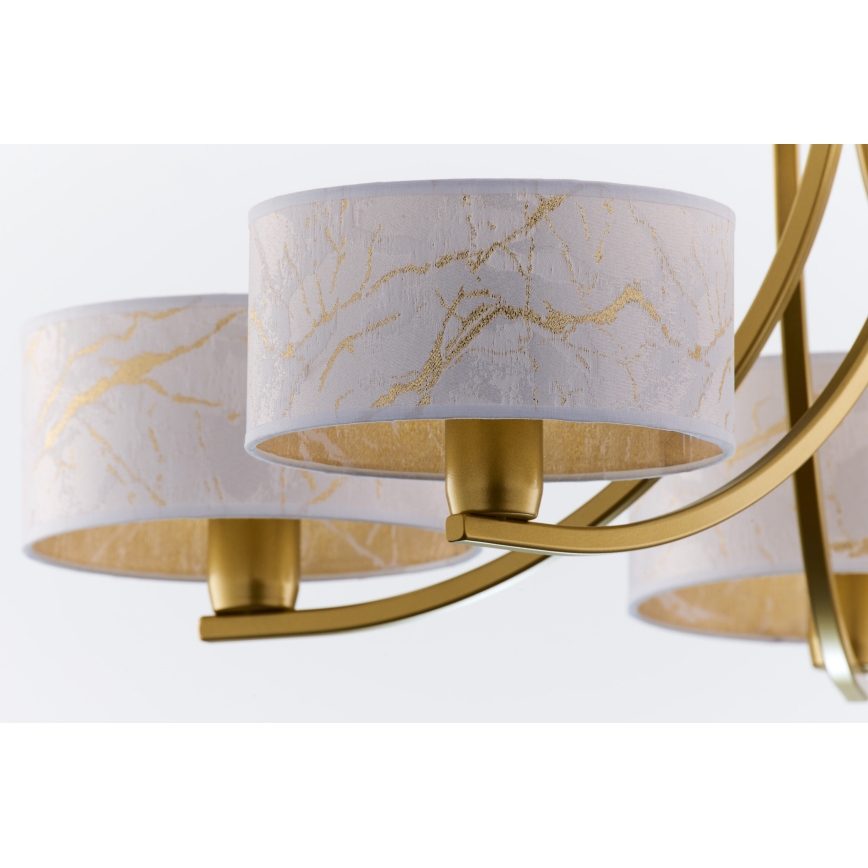 Jupiter 2097 - Lámpara colgante con cadena ARTHUR 5xE27/15W/230V blanca/dorada/decoración efecto mármol