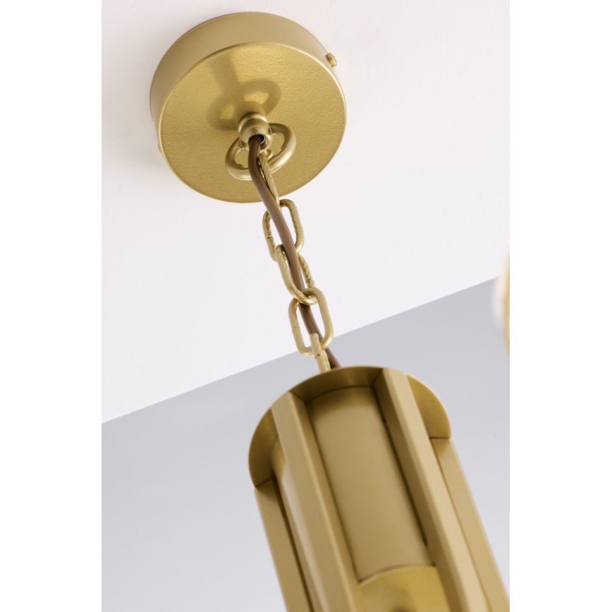 Jupiter 2097 - Lámpara colgante con cadena ARTHUR 5xE27/15W/230V blanca/dorada/decoración efecto mármol