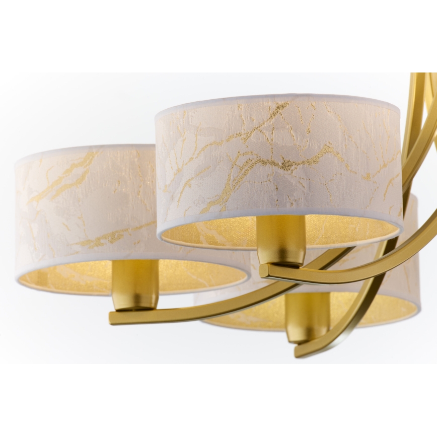 Jupiter 2098 - Lámpara colgante con cadena ARTHUR 6xE27/15W/230V blanca/dorada con decoración de mármol