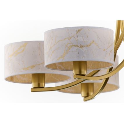 Jupiter 2098 - Lámpara colgante con cadena ARTHUR 6xE27/15W/230V blanca/dorada con decoración de mármol