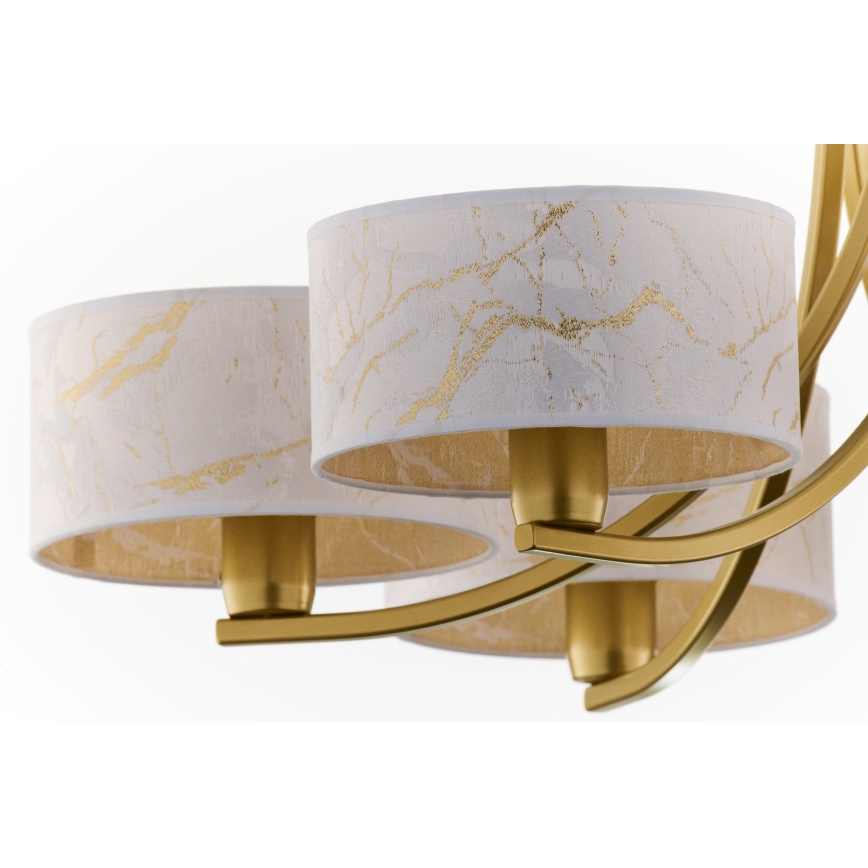 Jupiter 2098 - Lámpara colgante con cadena ARTHUR 6xE27/15W/230V blanca/dorada con decoración de mármol