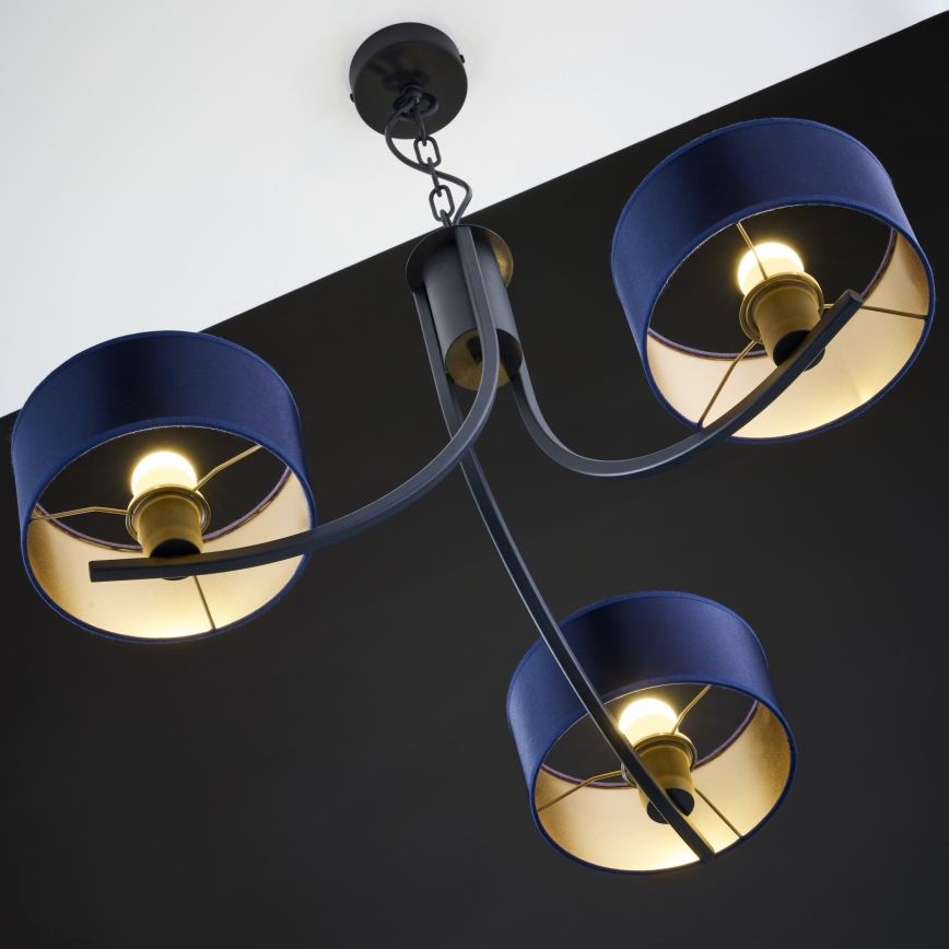 Jupiter 2099 - Lámpara colgante con cadena ARTHUR 3xE27/15W/230V azul/negro