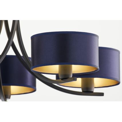 Jupiter 2101 - Lámpara colgante con cadena ARTHUR 5xE27/15W/230V azul/negro