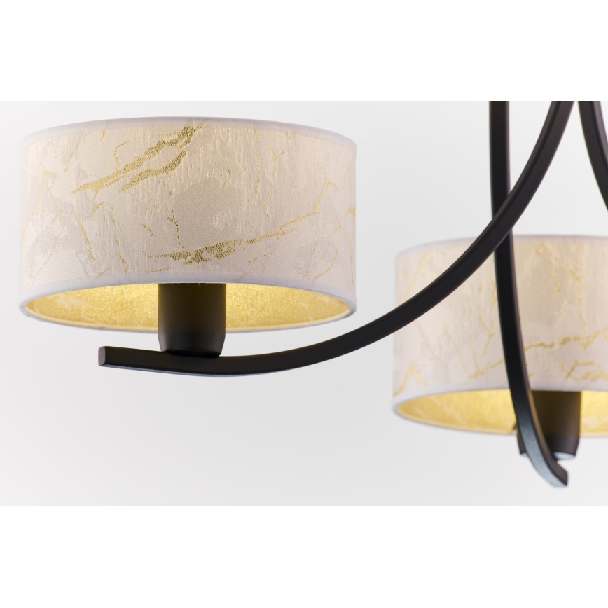 Jupiter 2103 - Lámpara de araña con cadena ARTHUR 3xE27/15W/230V blanco/negro/efecto mármol