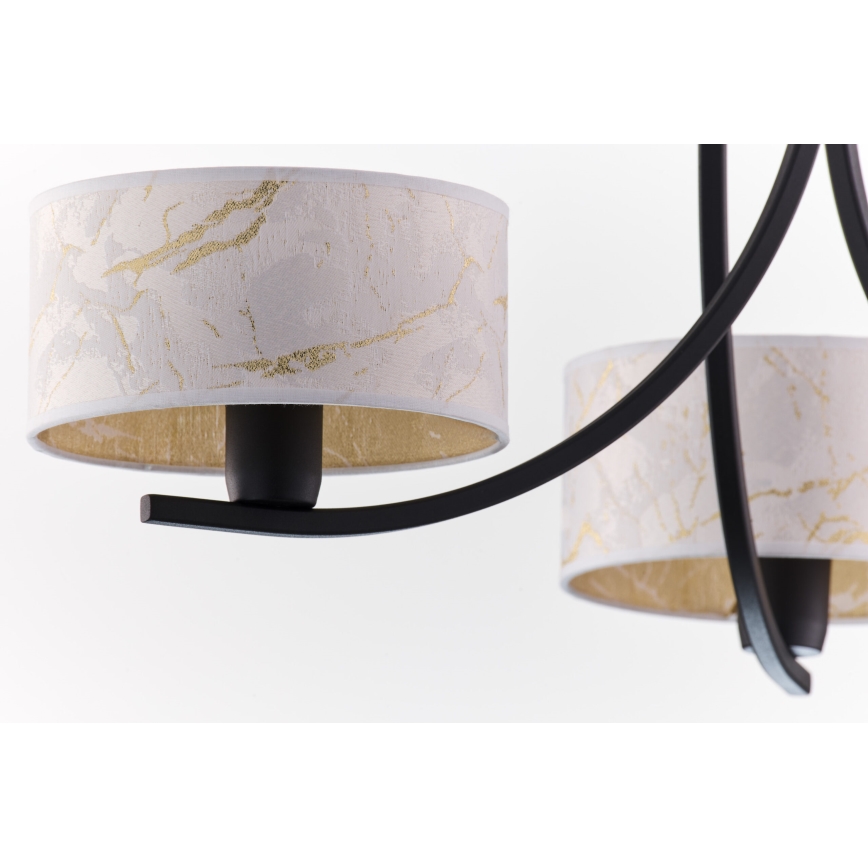 Jupiter 2103 - Lámpara de araña con cadena ARTHUR 3xE27/15W/230V blanco/negro/efecto mármol