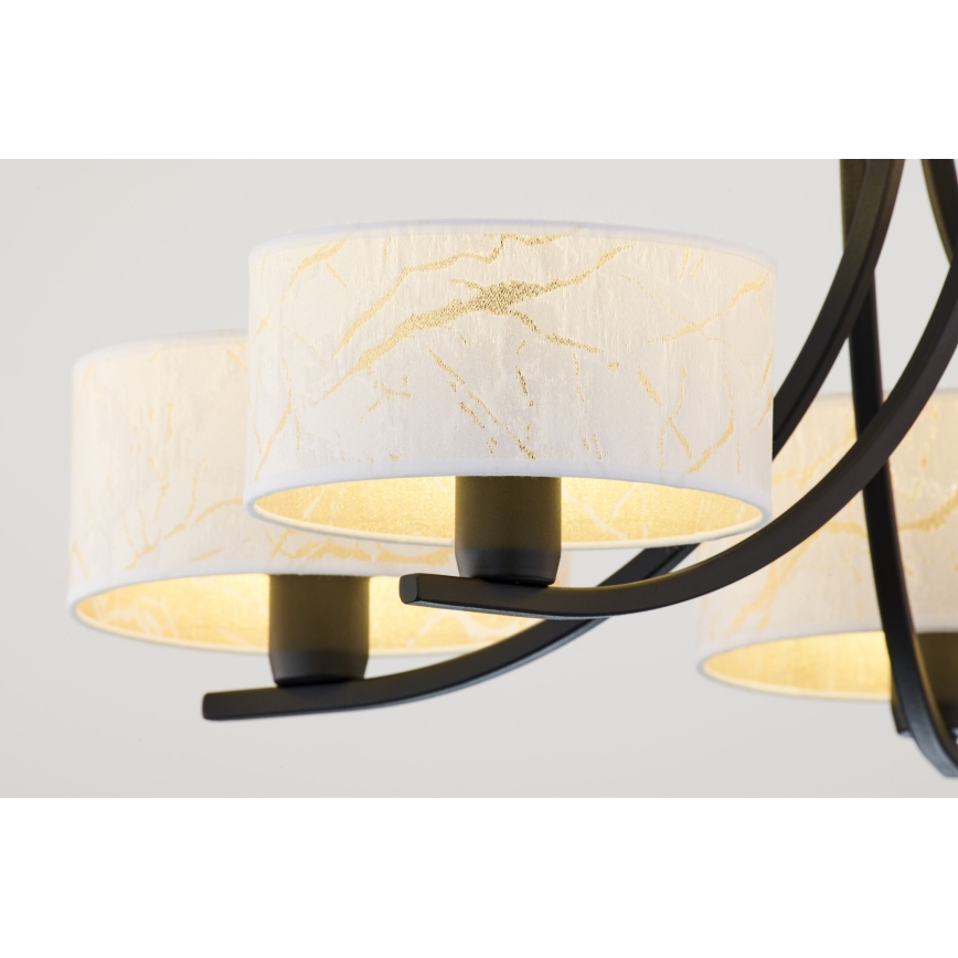 Jupiter 2104 - Lámpara de araña con cadena ARTHUR 5xE27/15W/230V blanco/negro/acabado efecto mármol