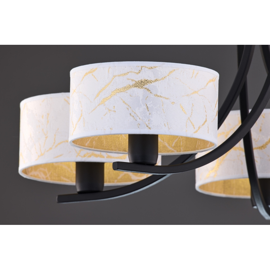 Jupiter 2104 - Lámpara de araña con cadena ARTHUR 5xE27/15W/230V blanco/negro/acabado efecto mármol