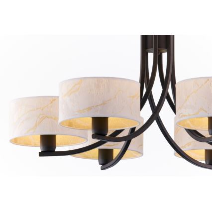 Jupiter 2105 - Lámpara colgante con cadena ARTHUR 6xE27/15W/230V blanco/negro/efecto mármol