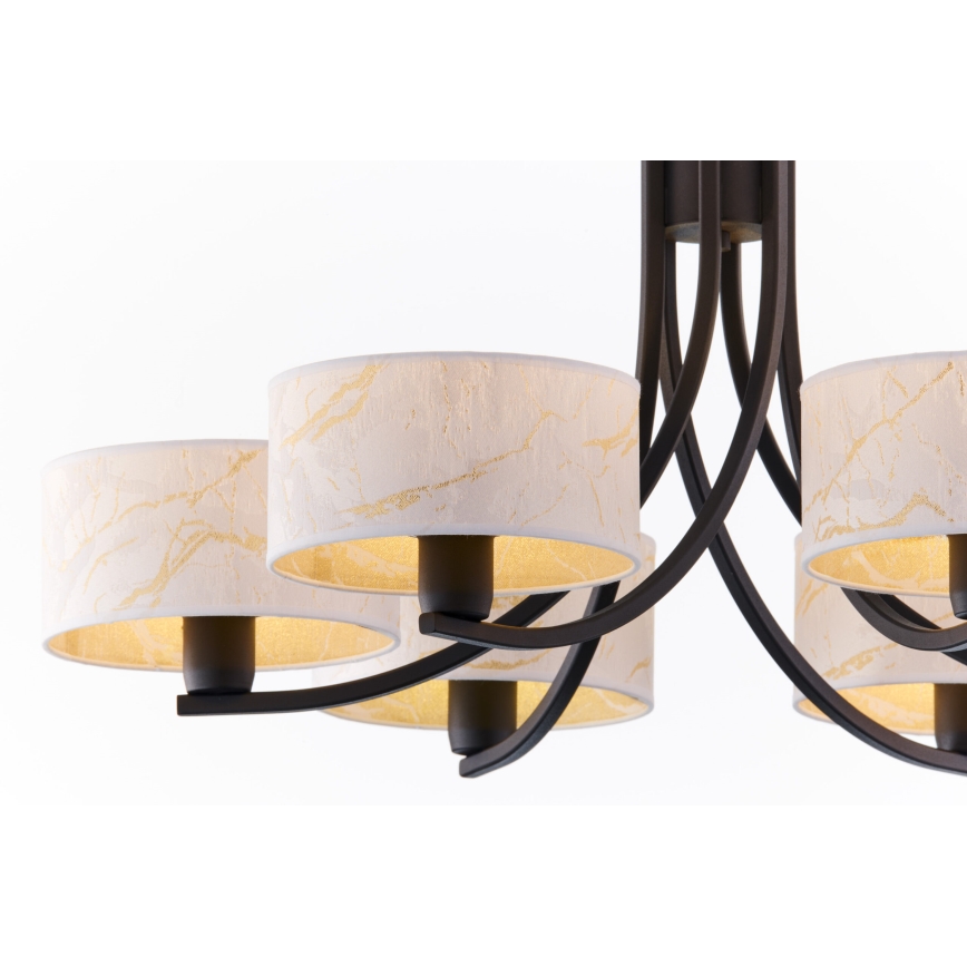 Jupiter 2105 - Lámpara colgante con cadena ARTHUR 6xE27/15W/230V blanco/negro/efecto mármol