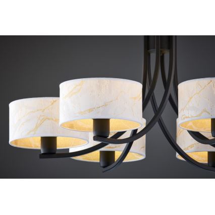 Jupiter 2105 - Lámpara colgante con cadena ARTHUR 6xE27/15W/230V blanco/negro/efecto mármol