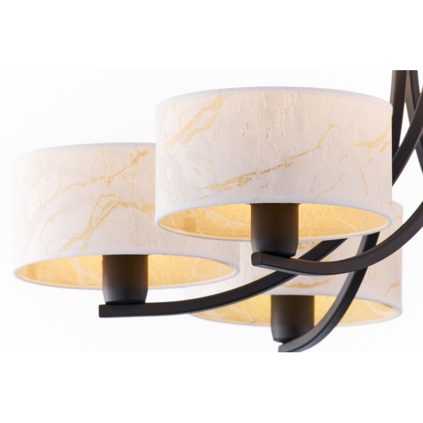 Jupiter 2105 - Lámpara colgante con cadena ARTHUR 6xE27/15W/230V blanco/negro/efecto mármol