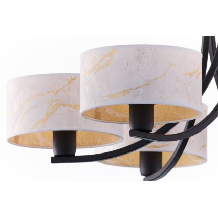 Jupiter 2105 - Lámpara colgante con cadena ARTHUR 6xE27/15W/230V blanco/negro/efecto mármol