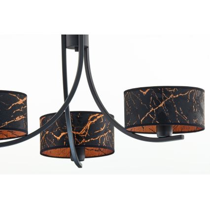 Jupiter 2106 - Lámpara colgante con cadena ARTHUR 3xE27/15W/230V negro/naranja/efecto mármol