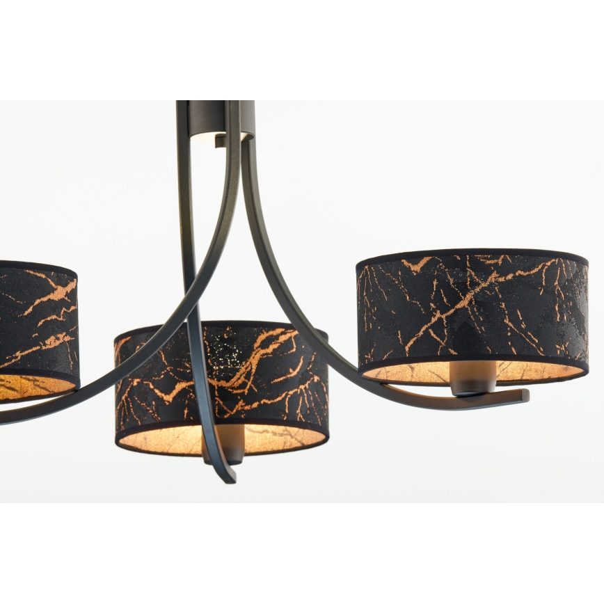 Jupiter 2106 - Lámpara colgante con cadena ARTHUR 3xE27/15W/230V negro/naranja/efecto mármol