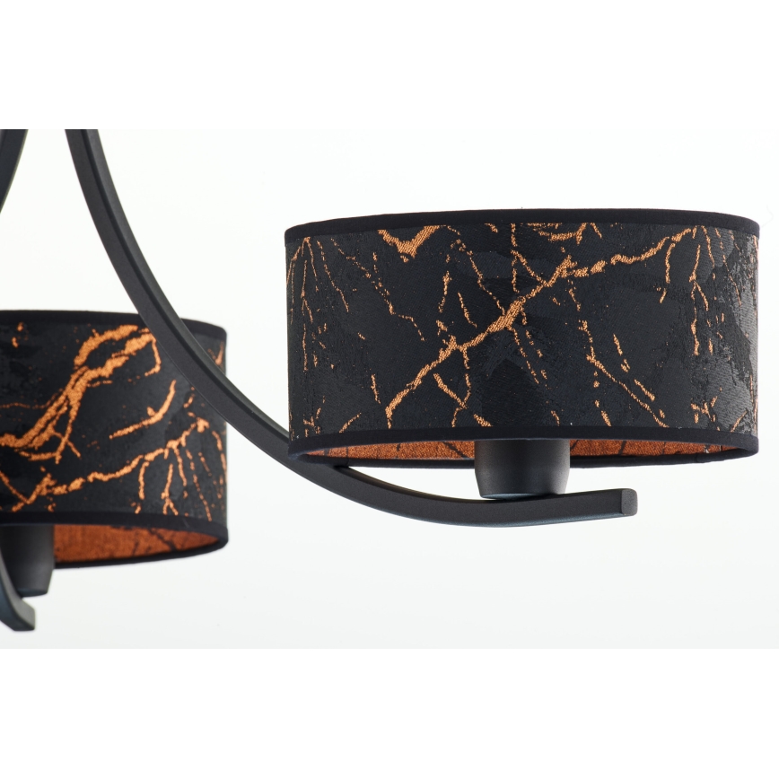 Jupiter 2106 - Lámpara colgante con cadena ARTHUR 3xE27/15W/230V negro/naranja/efecto mármol