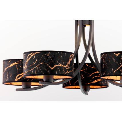 Jupiter 2107 - Lámpara colgante en cadena ARTHUR 5xE27/15W/230V negra/naranja/con acabado tipo mármol