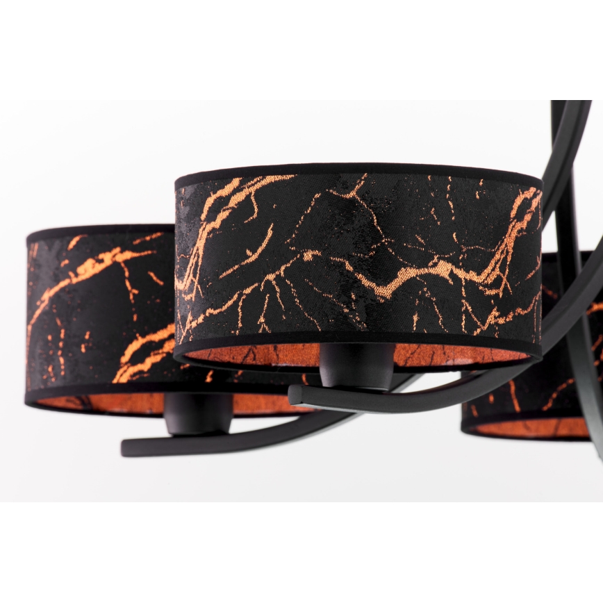 Jupiter 2107 - Lámpara colgante en cadena ARTHUR 5xE27/15W/230V negra/naranja/con acabado tipo mármol