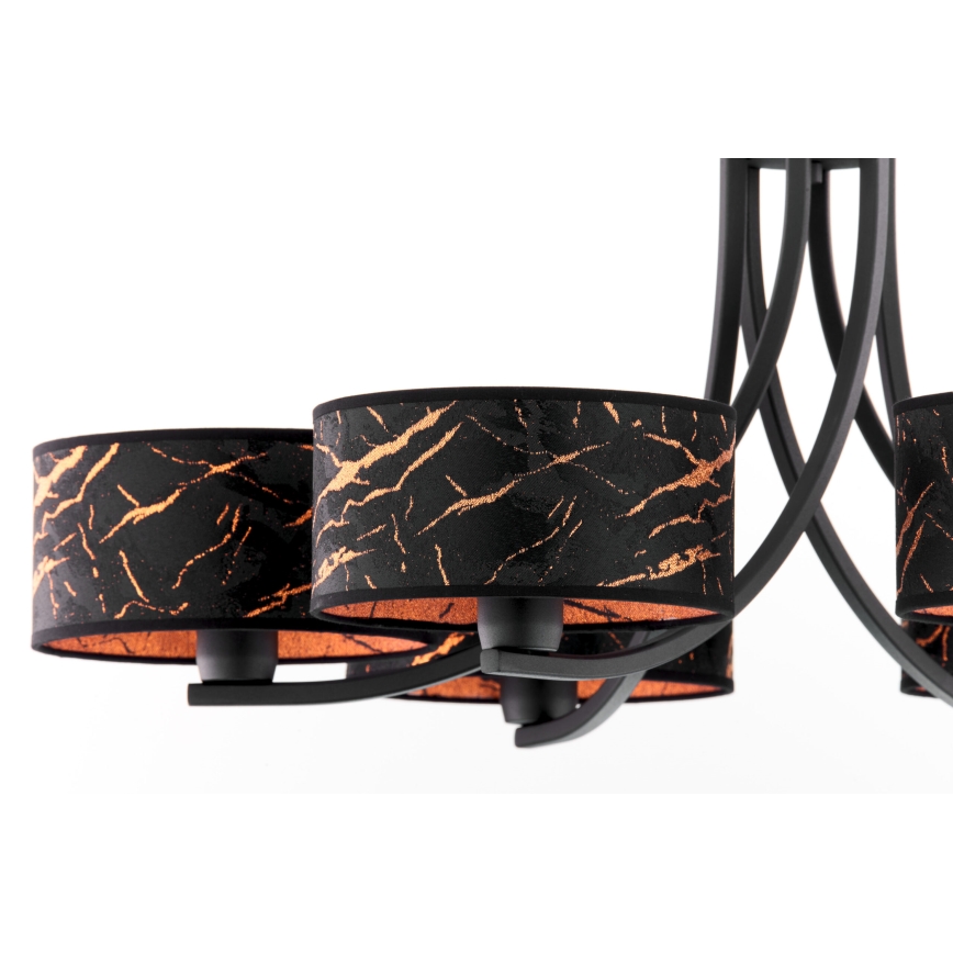 Jupiter 2108 - Lámpara colgante con cadena ARTHUR 6xE27/15W/230V negro/naranja/con acabado en mármol