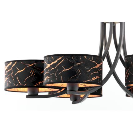 Jupiter 2108 - Lámpara colgante con cadena ARTHUR 6xE27/15W/230V negro/naranja/con acabado en mármol