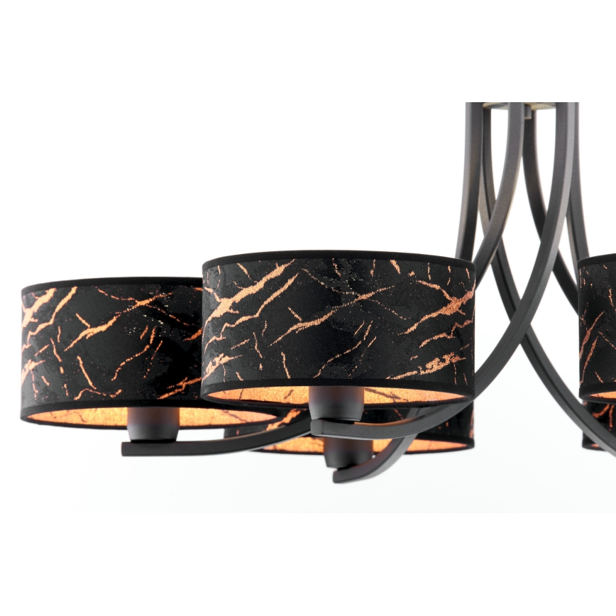 Jupiter 2108 - Lámpara colgante con cadena ARTHUR 6xE27/15W/230V negro/naranja/con acabado en mármol