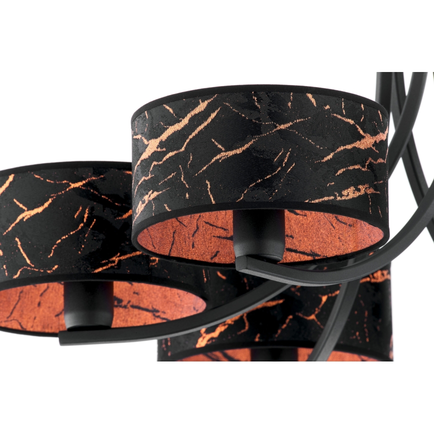 Jupiter 2108 - Lámpara colgante con cadena ARTHUR 6xE27/15W/230V negro/naranja/con acabado en mármol