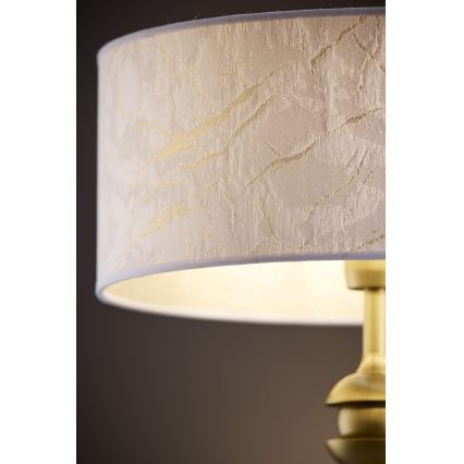Jupiter 2112 - Lámpara de sobremesa KASZMIR 1xE27/15W/230V blanca/dorada/decoración de mármol