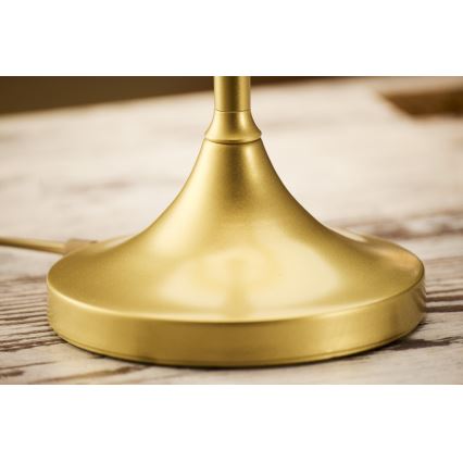 Jupiter 2112 - Lámpara de sobremesa KASZMIR 1xE27/15W/230V blanca/dorada/decoración de mármol