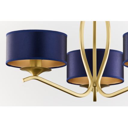 Jupiter 2113 - Lámpara colgante con varilla KASZMIR 3xE27/15W/230V azul/dorado