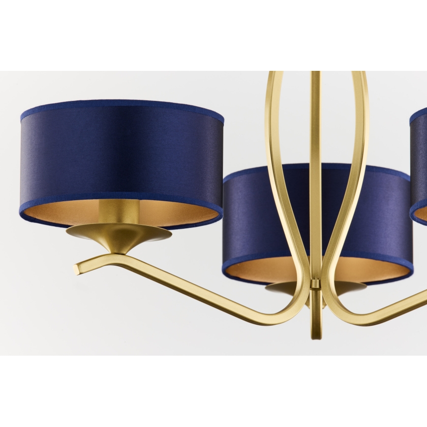 Jupiter 2113 - Lámpara colgante con varilla KASZMIR 3xE27/15W/230V azul/dorado
