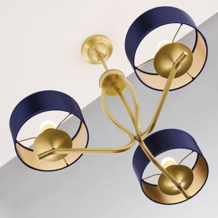 Jupiter 2113 - Lámpara colgante con varilla KASZMIR 3xE27/15W/230V azul/dorado