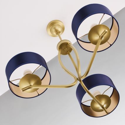 Jupiter 2113 - Lámpara colgante con varilla KASZMIR 3xE27/15W/230V azul/dorado