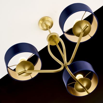 Jupiter 2113 - Lámpara colgante con varilla KASZMIR 3xE27/15W/230V azul/dorado