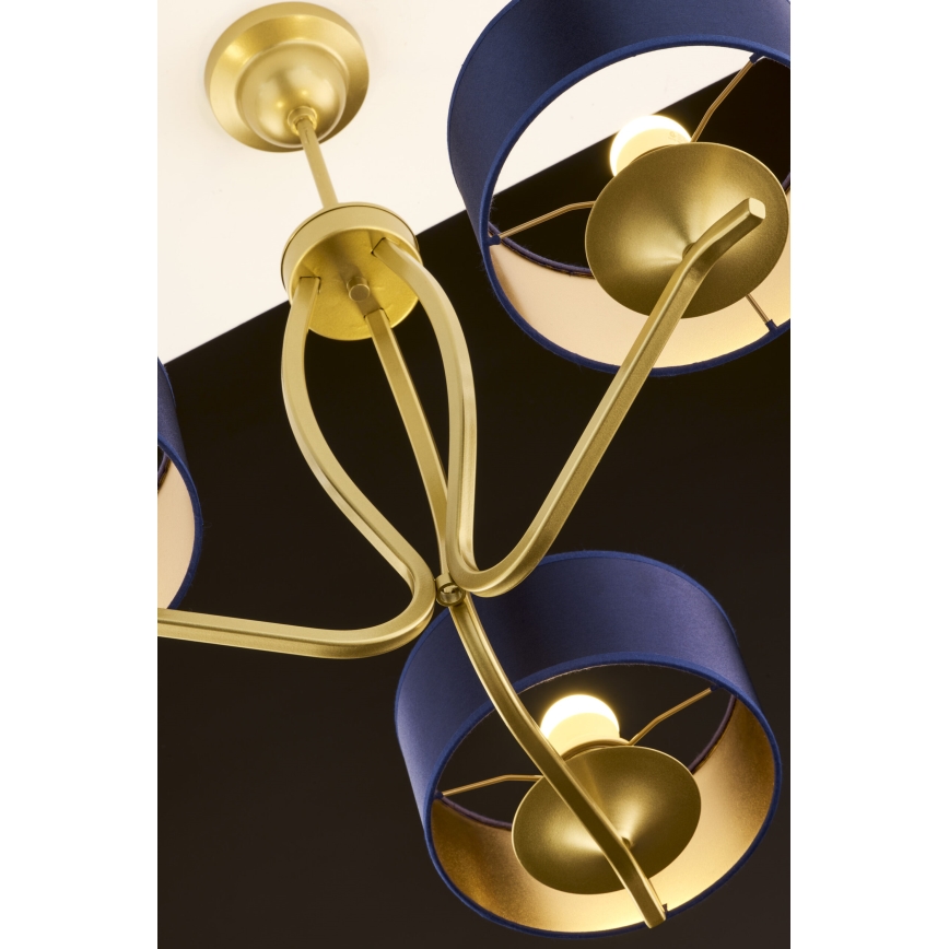 Jupiter 2113 - Lámpara colgante con varilla KASZMIR 3xE27/15W/230V azul/dorado