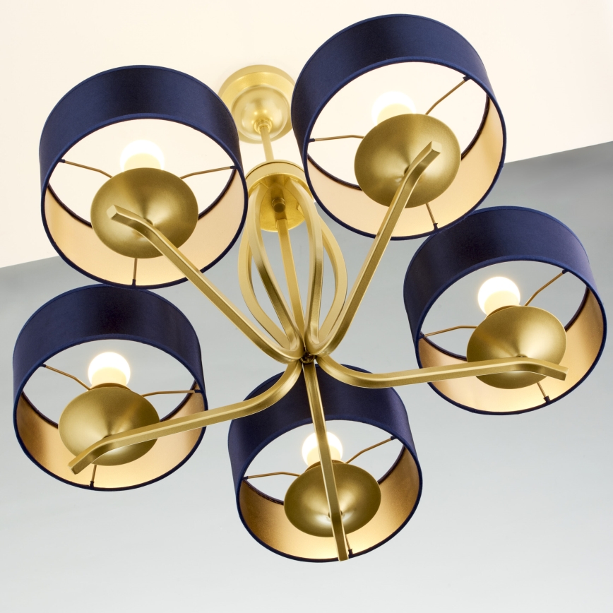 Jupiter 2114 - Lámpara de techo con barra KASZMIR 5xE27/15W/230V azul/dorado