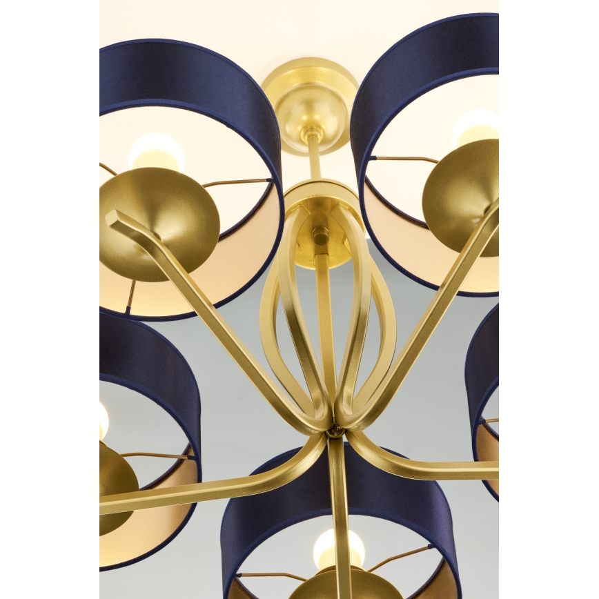 Jupiter 2114 - Lámpara de techo con barra KASZMIR 5xE27/15W/230V azul/dorado