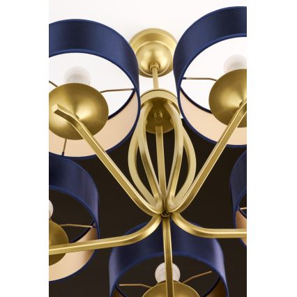 Jupiter 2114 - Lámpara de techo con barra KASZMIR 5xE27/15W/230V azul/dorado