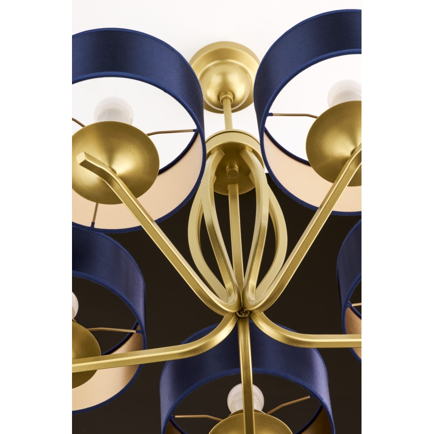 Jupiter 2114 - Lámpara de techo con barra KASZMIR 5xE27/15W/230V azul/dorado