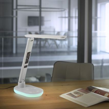 JUST LIGHT. 11018-16 - Lámpara de mesa táctil regulable LED RGBW con carga inalámbrica TINA LED/4W/230V blanca