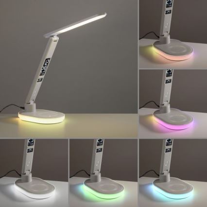 JUST LIGHT. 11018-16 - Lámpara de mesa táctil regulable LED RGBW con carga inalámbrica TINA LED/4W/230V blanca