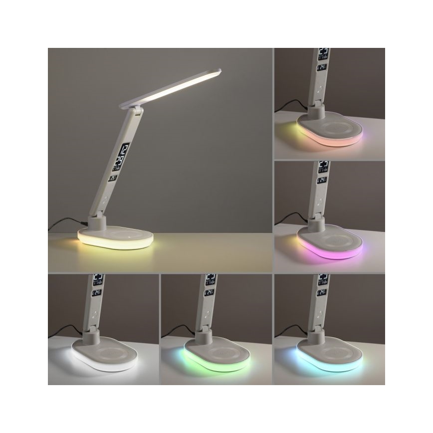 JUST LIGHT. 11018-16 - Lámpara de mesa táctil regulable LED RGBW con carga inalámbrica TINA LED/4W/230V blanca