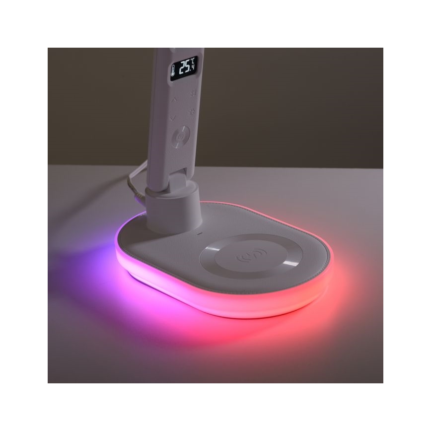 JUST LIGHT. 11018-16 - Lámpara de mesa táctil regulable LED RGBW con carga inalámbrica TINA LED/4W/230V blanca