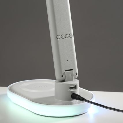 JUST LIGHT. 11018-16 - Lámpara de mesa táctil regulable LED RGBW con carga inalámbrica TINA LED/4W/230V blanca