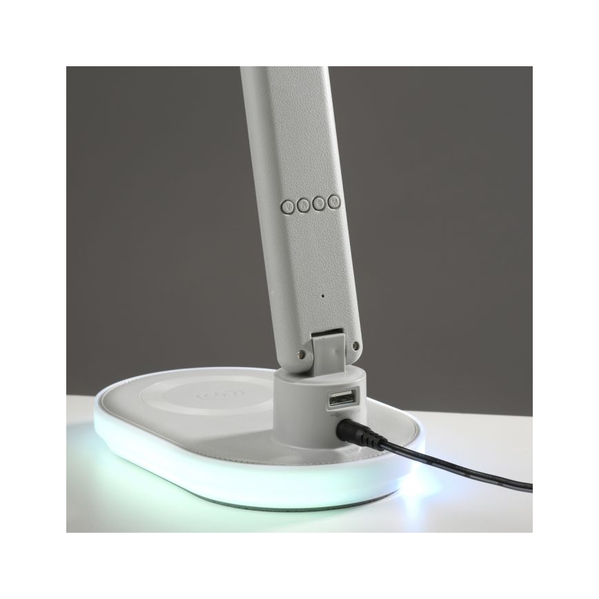 JUST LIGHT. 11018-16 - Lámpara de mesa táctil regulable LED RGBW con carga inalámbrica TINA LED/4W/230V blanca