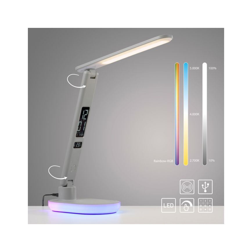 JUST LIGHT. 11018-16 - LED RGBW Lámpara de mesa táctil regulable con carga inalámbrica TINA LED/4W/230V blanca