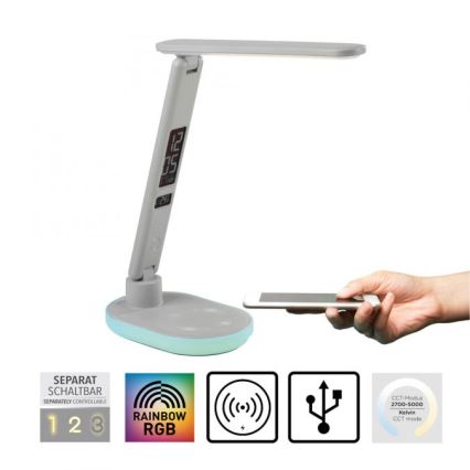 JUST LIGHT. 11018-16 - LED RGBW Lámpara de mesa táctil regulable con carga inalámbrica TINA LED/4W/230V blanca